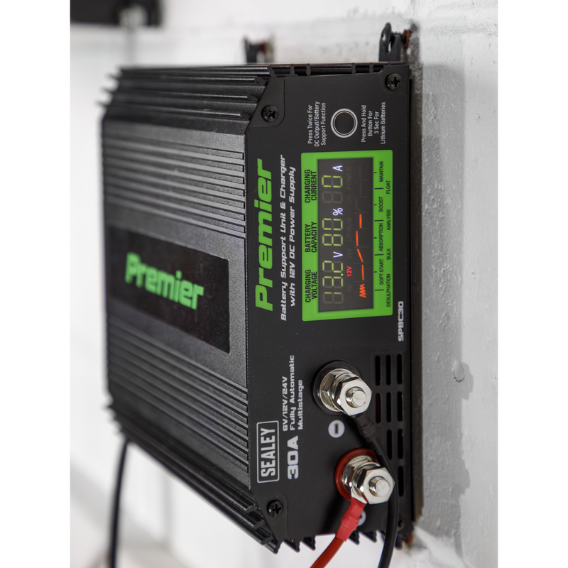 Sealey Premier Battery Support Unit Charger & Maintainer 30A