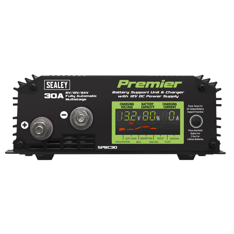 Sealey Premier Battery Support Unit Charger & Maintainer 30A