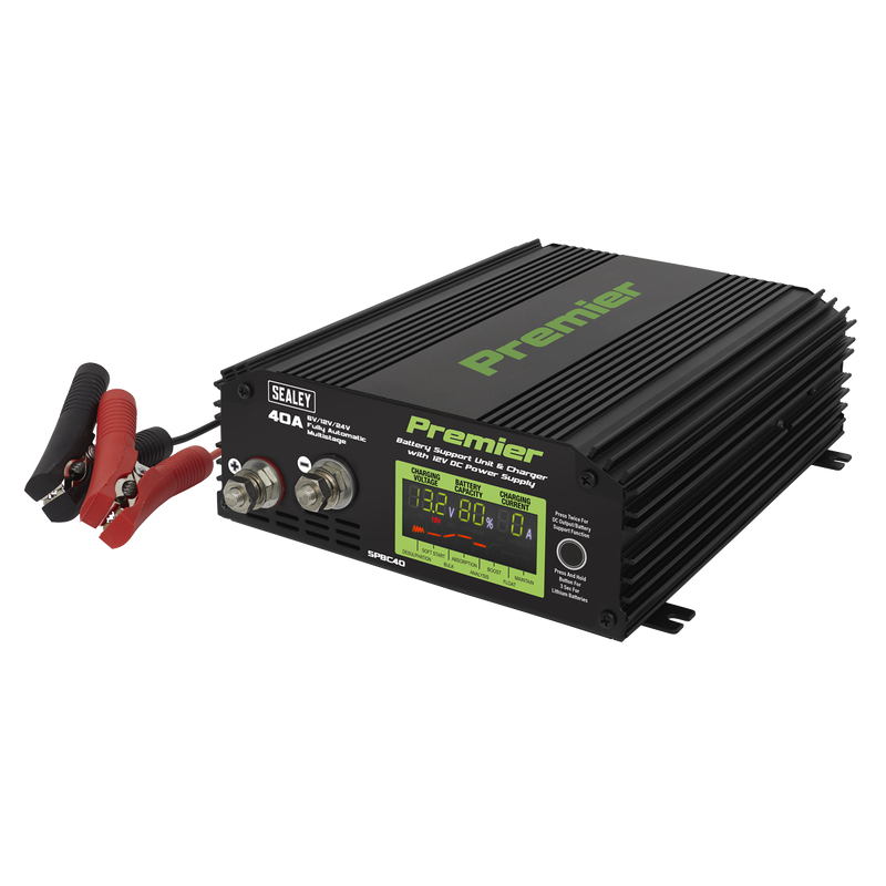 Sealey Premier Battery Support Unit Charger & Maintainer 40A 230V