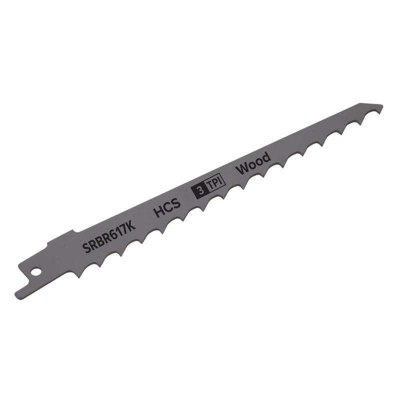 Sealey Reciprocating Saw Blade 150mm 3TPI for Pruning - Pack of 5