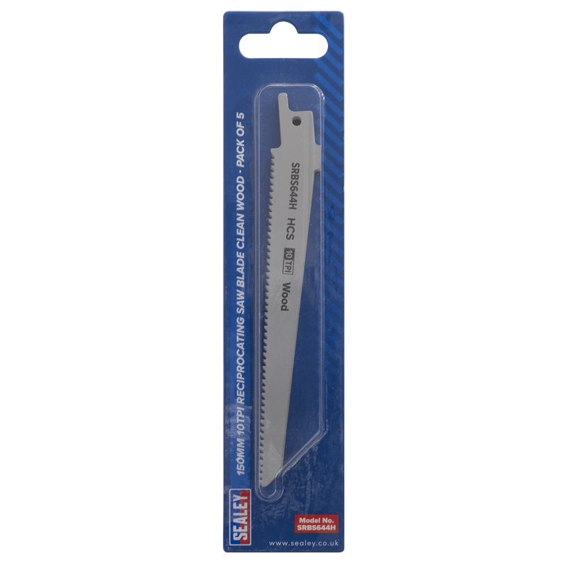 Sealey Reciprocating Saw Blade 150mm 10TPI Pack of 5