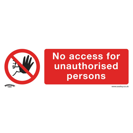 Worksafe No Access Safety Sign Self-Adhesive Vinyl 300x100mm Pack of 10