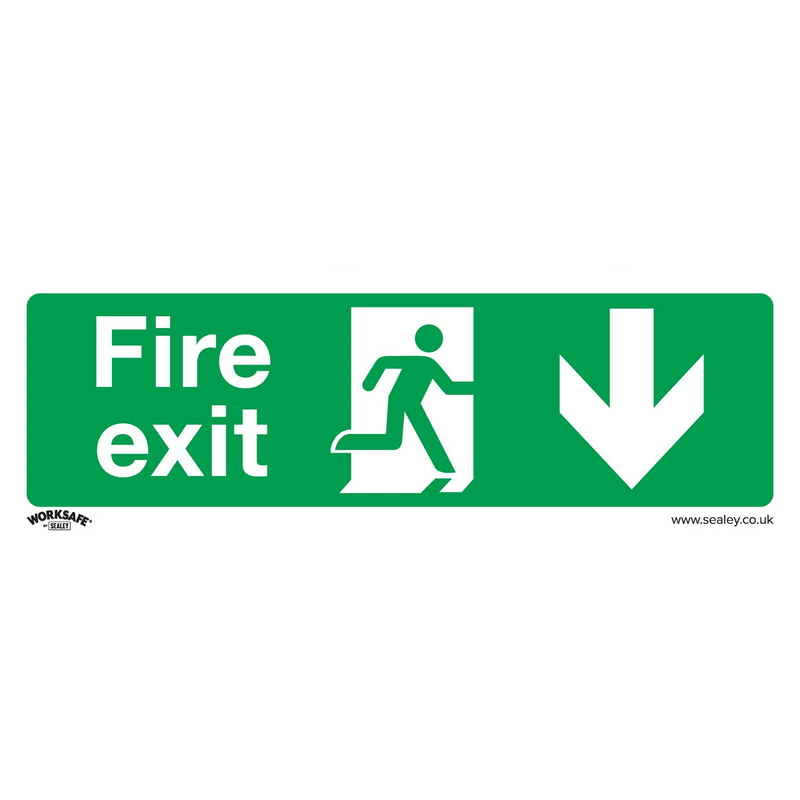 Worksafe Fire Exit Safety Sign Self-Adhesive Vinyl 300x100mm Pack of 10