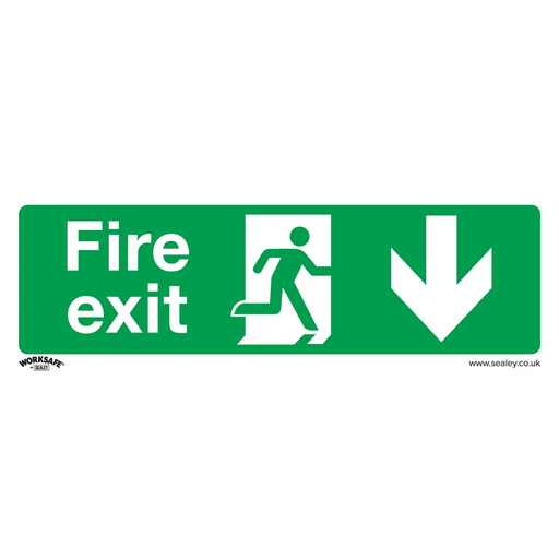 Worksafe Fire Exit Safety Sign Self-Adhesive Vinyl 300x100mm Pack of 10