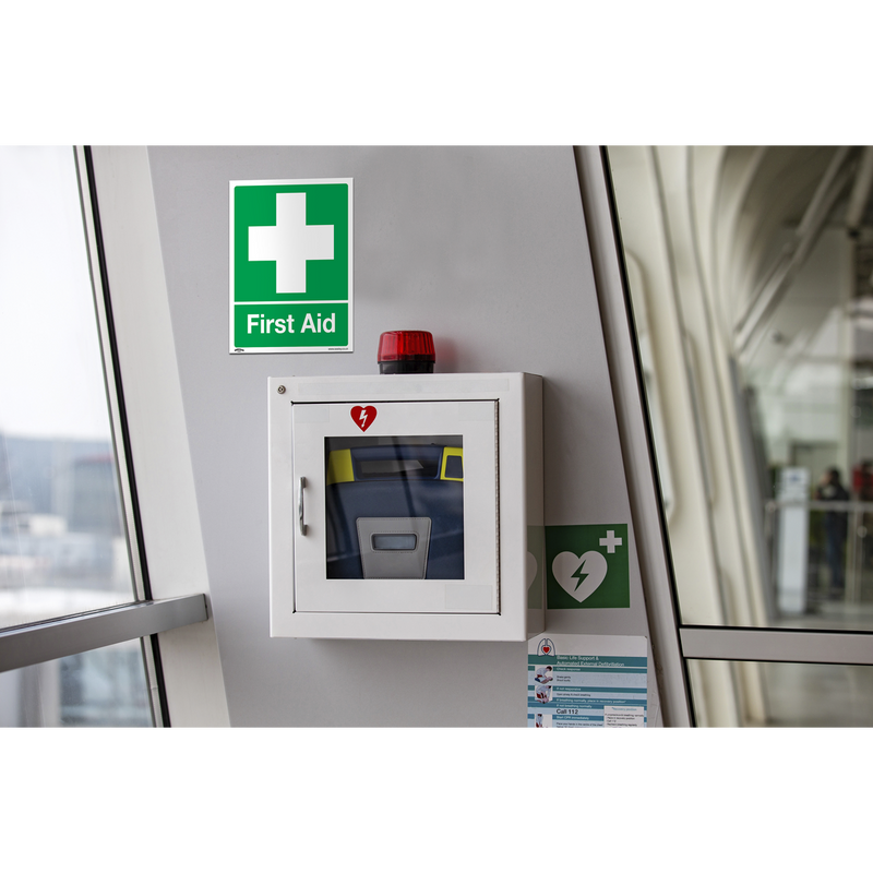 Worksafe First Aid Safety Sign Self-Adhesive Vinyl 250x300mm Pack of 10