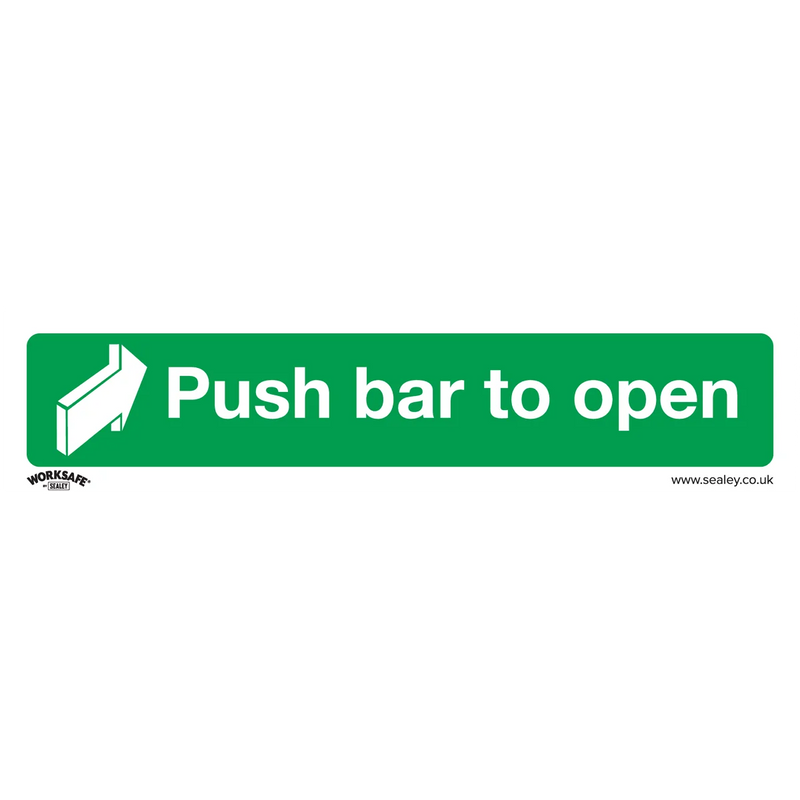 Worksafe Push Bar To Open Safety Sign 300x70mm Pack of 10