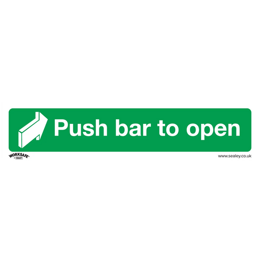 Worksafe Push Bar To Open Safety Sign 300x70mm Pack of 10