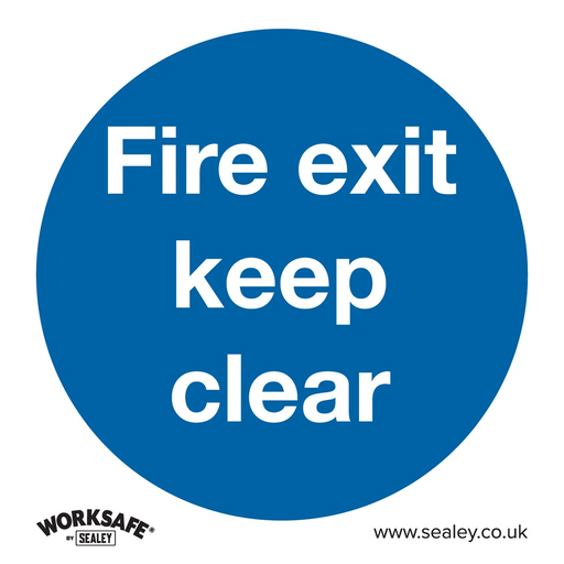 Worksafe Fire Exit Keep Clear Sign Self-Adhesive Vinyl 200x200mm