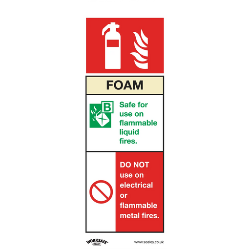 Worksafe Foam Fire Extinguisher Safety Sign - 75x210mm, Pack of 10