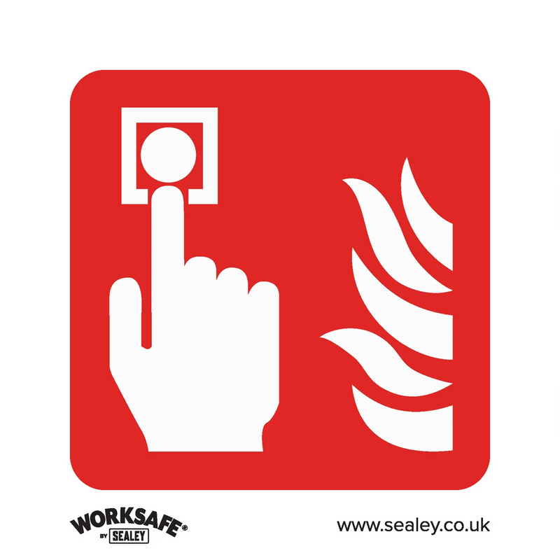 Worksafe Fire Alarm Safety Sign Rigid Plastic 80x80mm Pack of 10