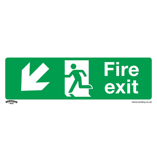 Worksafe Fire Exit Safety Sign Self-Adhesive Vinyl 300x100mm Pack of 10