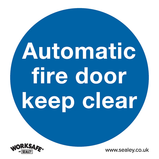 Worksafe Automatic Fire Door Keep Clear Sign - 80x80mm, Pack of 10