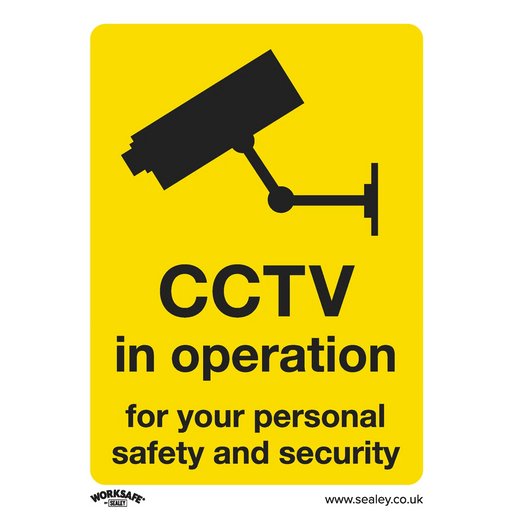 Worksafe CCTV Safety Sign Rigid Plastic 75x100mm Pack of 10