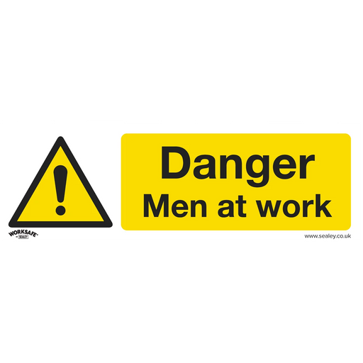 Worksafe Danger Men At Work Safety Sign Pack of 10 - Rigid Plastic 300x100mm
