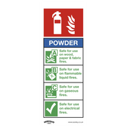 Worksafe Powder Fire Extinguisher Safety Sign Self-Adhesive Vinyl 75x210mm