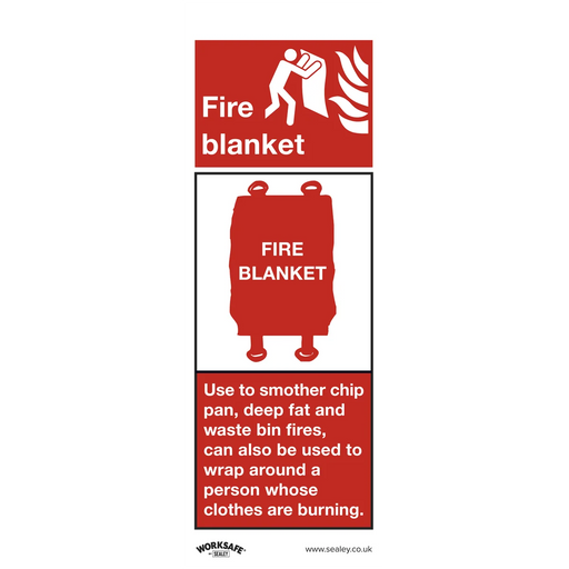 Worksafe Fire Blanket Safety Sign Self-Adhesive Vinyl Pack of 10