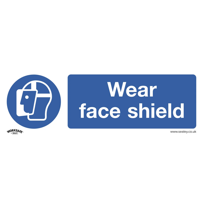 Worksafe Face Shield Safety Sign Pack of 10 - Self-Adhesive Vinyl