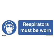 Worksafe Safety Sign, Mandatory Respirators Must Be Worn, 300x100mm