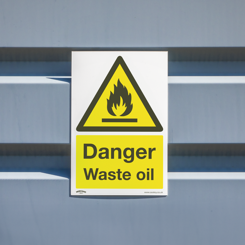 Worksafe Danger Waste Oil Safety Sign 200x300mm Pack of 10