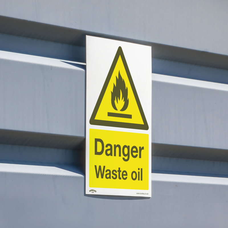 Worksafe Danger Waste Oil Safety Sign 200x300mm Pack of 10