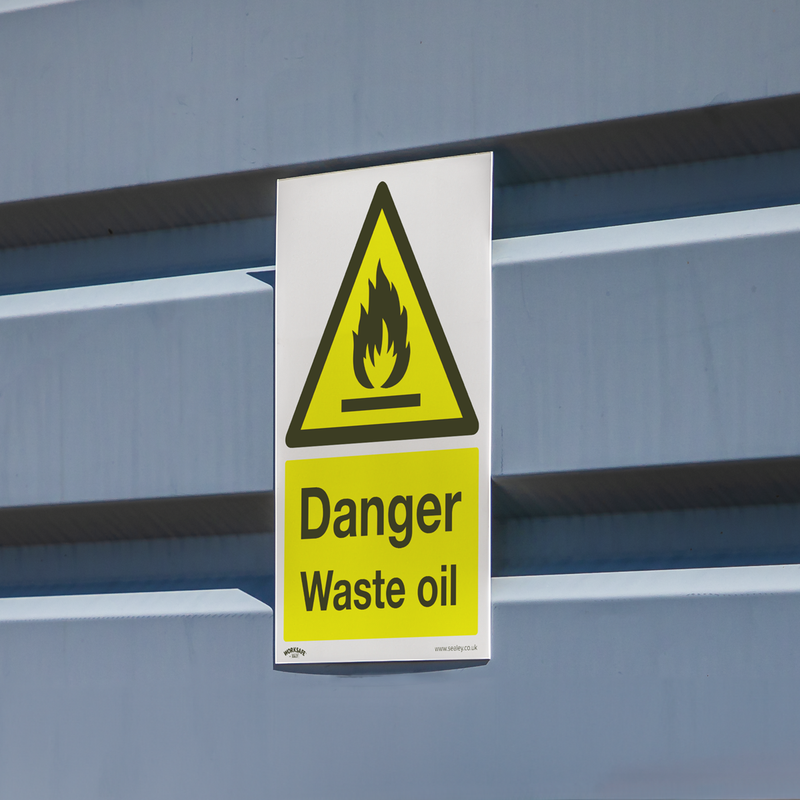 Worksafe Danger Waste Oil Safety Sign 200x300mm Pack of 10