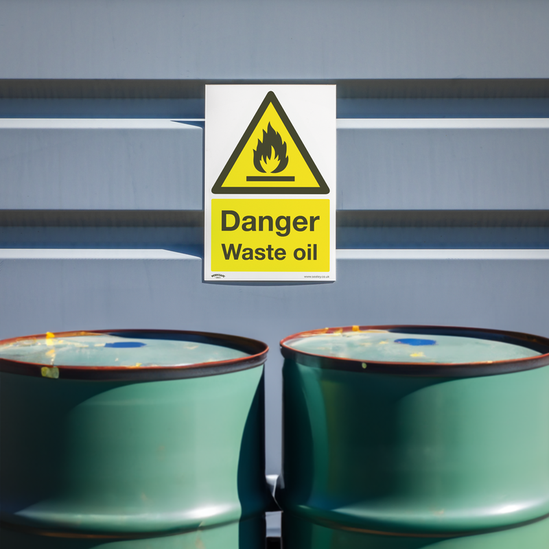 Worksafe Danger Waste Oil Safety Sign 200x300mm Pack of 10