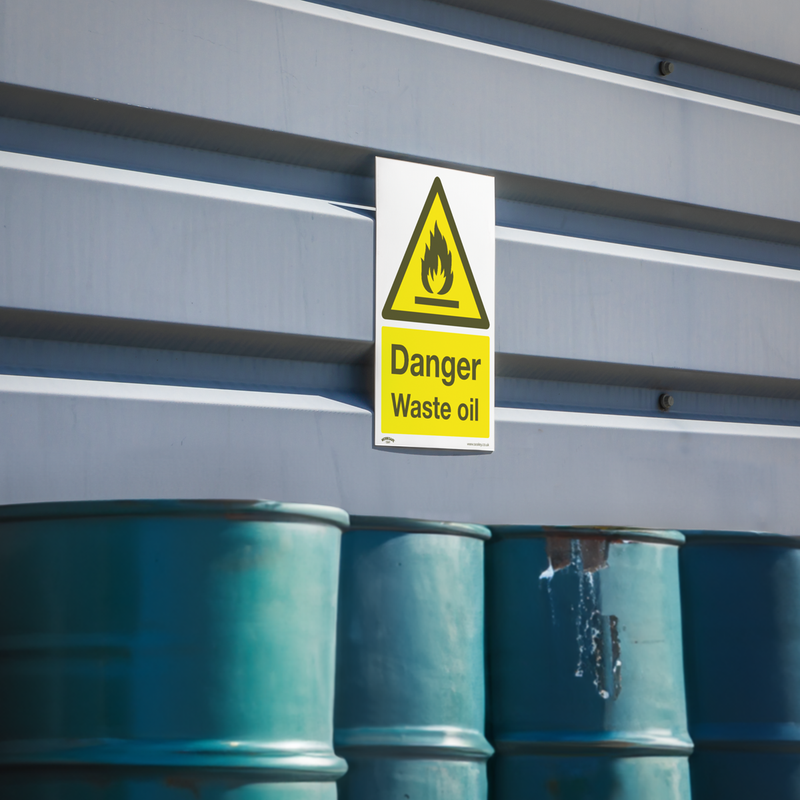 Worksafe Danger Waste Oil Safety Sign 200x300mm Pack of 10