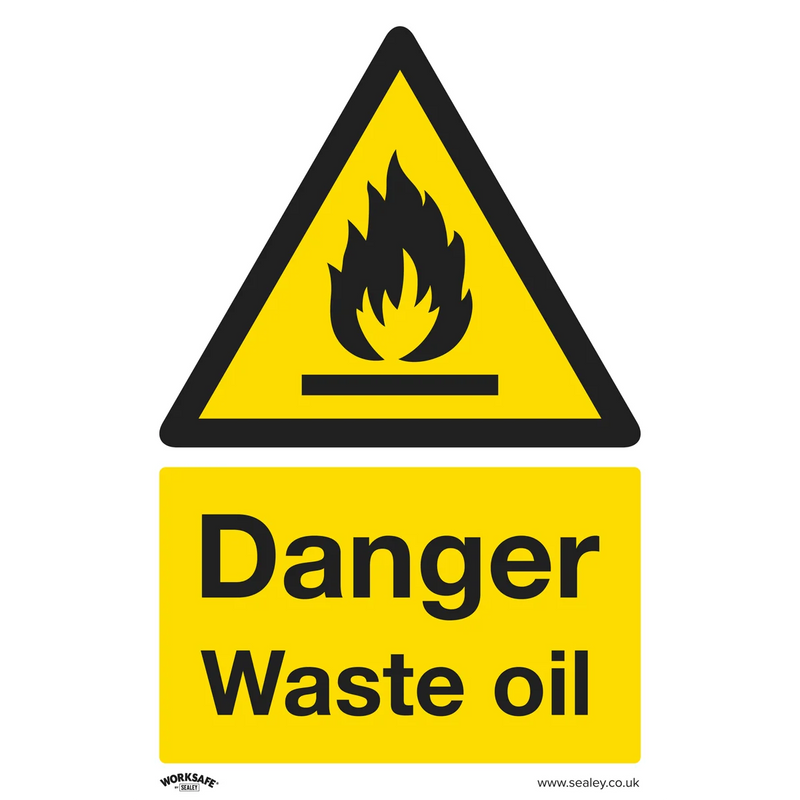 Worksafe Danger Waste Oil Safety Sign 200x300mm Pack of 10