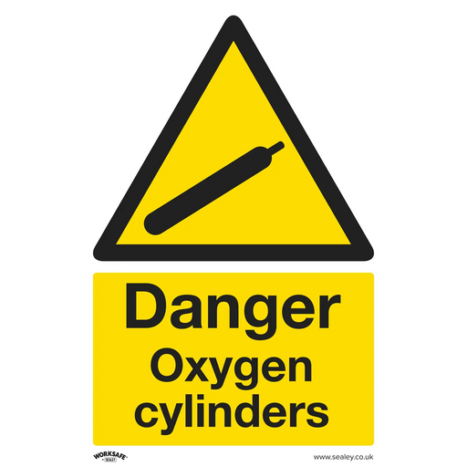 Worksafe Danger Oxygen Cylinders Safety Sign 200x300mm Pack of 10
