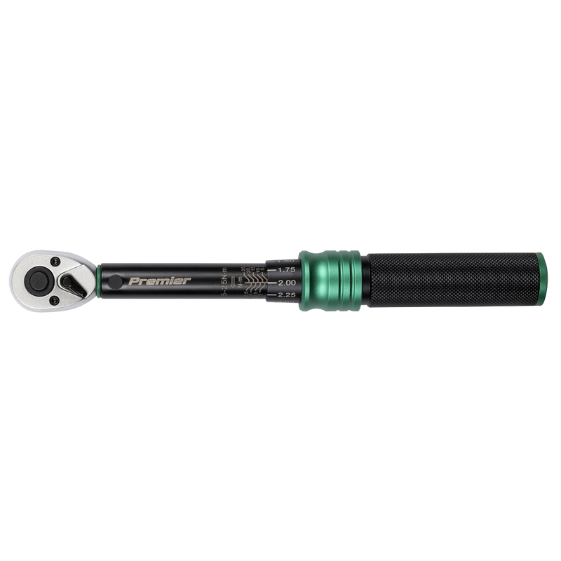 Sealey Premier Black Torque Wrench 1/4"Sq Drive 5-25Nm