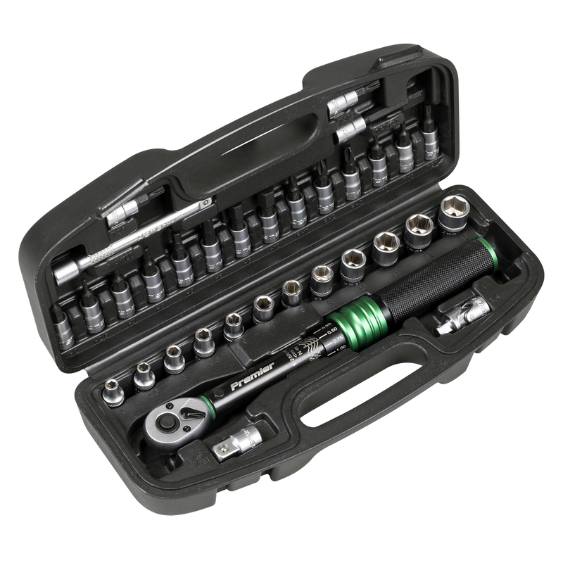 Sealey Premier Black Torque Wrench Set 1/4" Sq Drive 5-25Nm 33 Piece