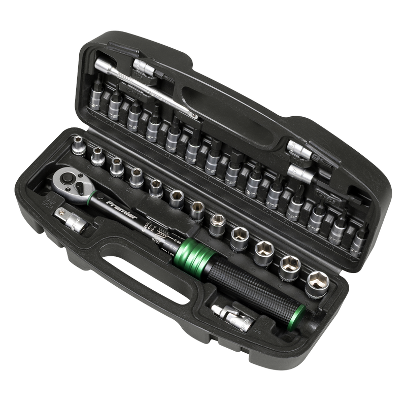Sealey Premier Black Torque Wrench Set 1/4" Sq Drive 5-25Nm 33 Piece