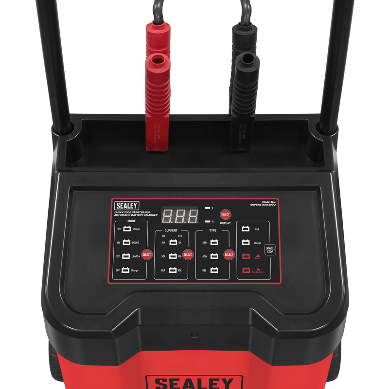 Sealey 12/24V Starter Charger SUPERSTART200D 200A Peak