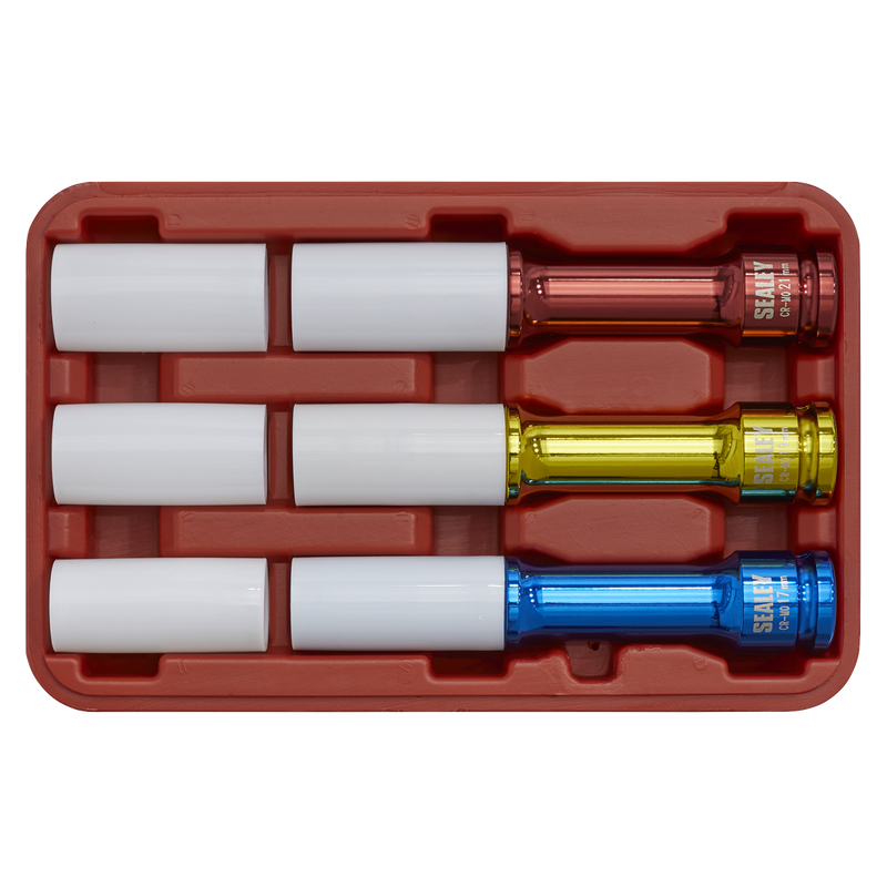 Sealey Alloy Wheel Impact Socket Set 1/2" Drive 3 Piece