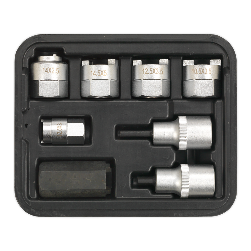 Sealey Strut Nut Set 8 Piece Castellated Sockets & Ovals