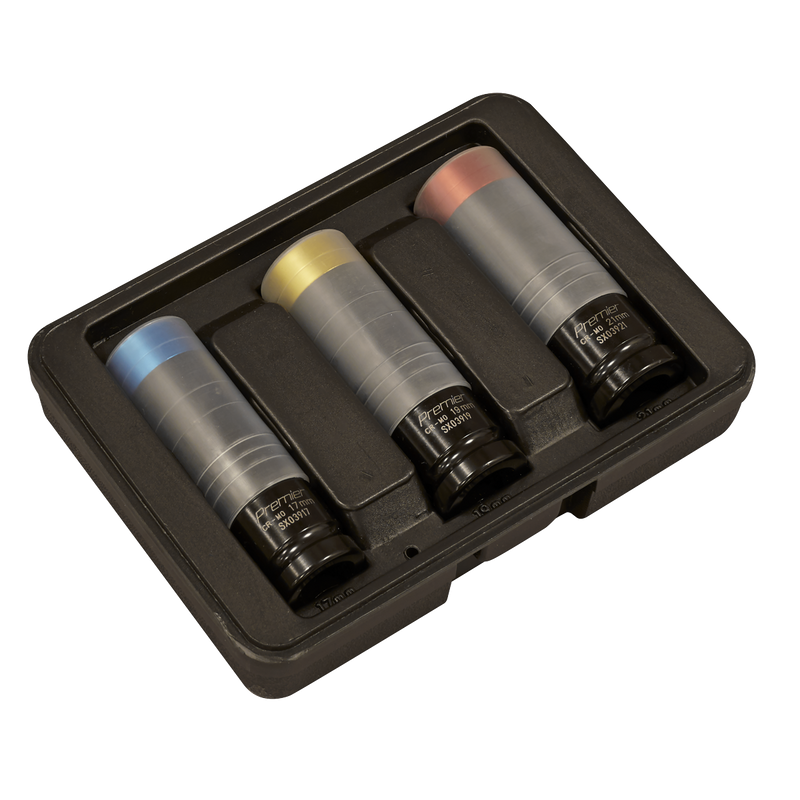 Sealey Premier Alloy Wheel Impact Socket Set 1/2" Drive 3 Piece