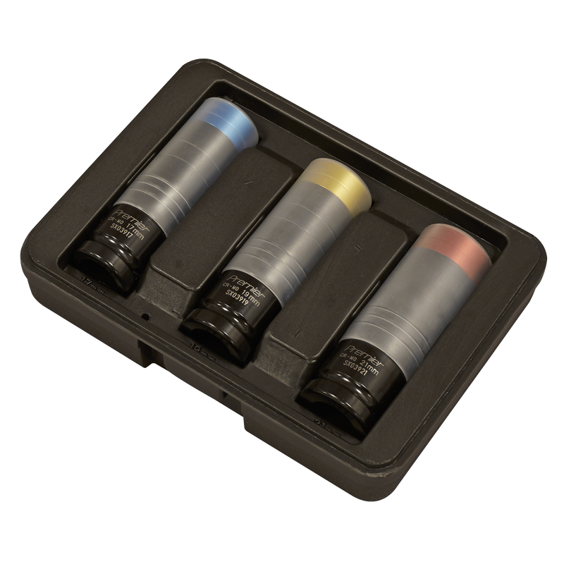 Sealey Premier Alloy Wheel Impact Socket Set 1/2" Drive 3 Piece