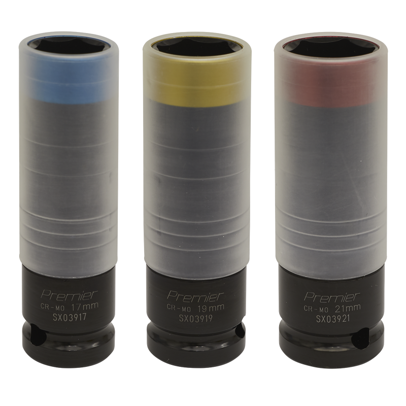 Sealey Premier Alloy Wheel Impact Socket Set 1/2" Drive 3 Piece