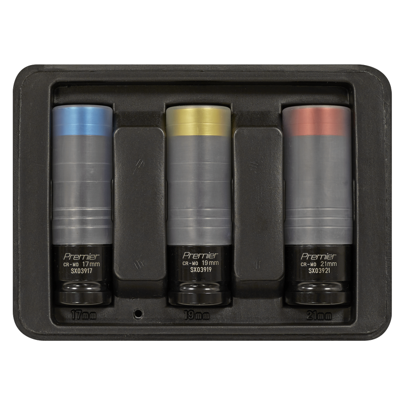 Sealey Premier Alloy Wheel Impact Socket Set 1/2" Drive 3 Piece