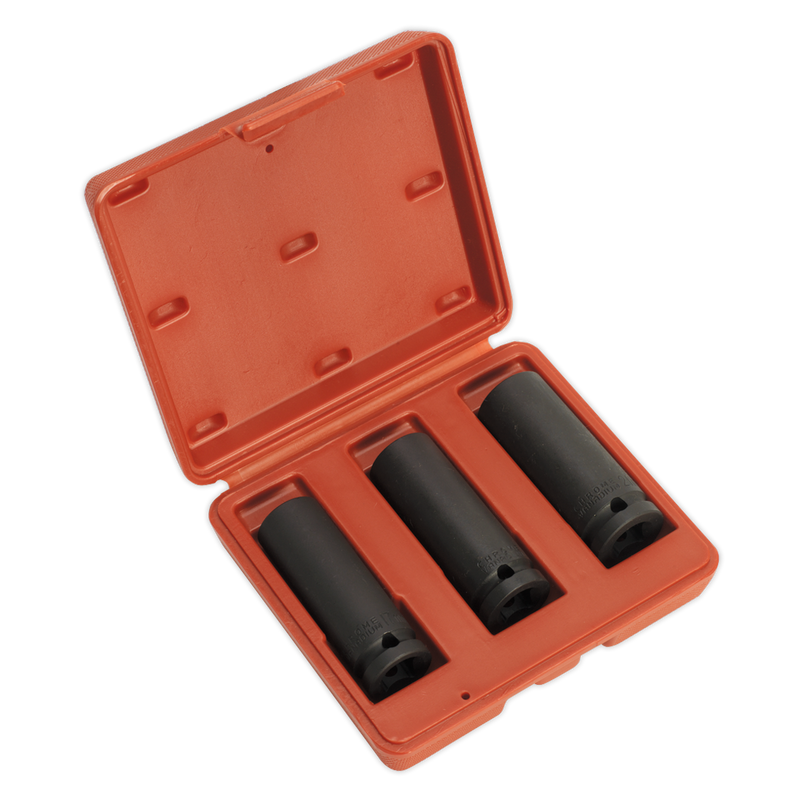 Sealey Deep Impact Socket Set 1/2"Sq Drive 3 Piece - 17, 19, 21mm
