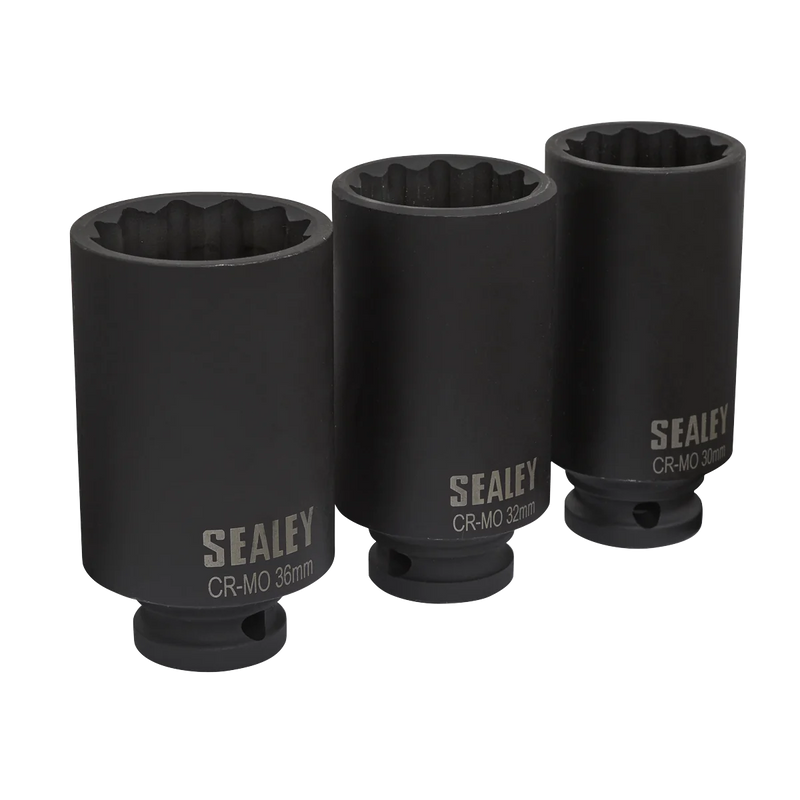 Sealey Impact Hub Nut Socket Set 1/2"Sq Drive 3 Piece