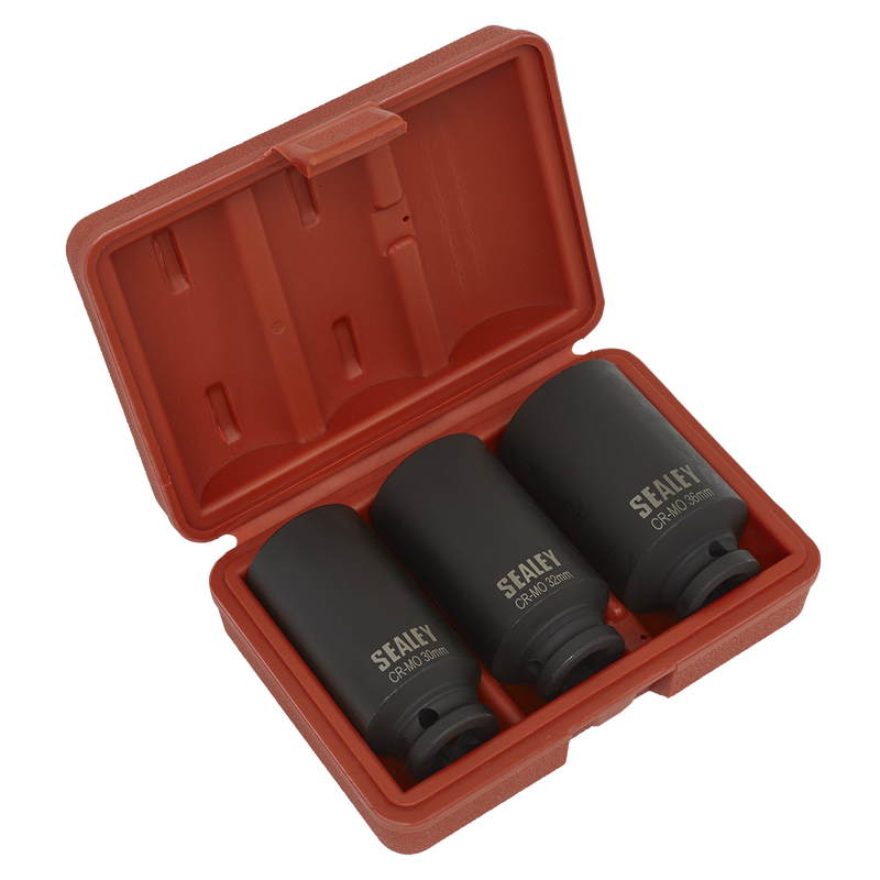 Sealey Impact Hub Nut Socket Set 1/2"Sq Drive 3 Piece