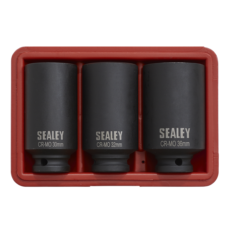 Sealey Impact Hub Nut Socket Set 1/2"Sq Drive 3 Piece