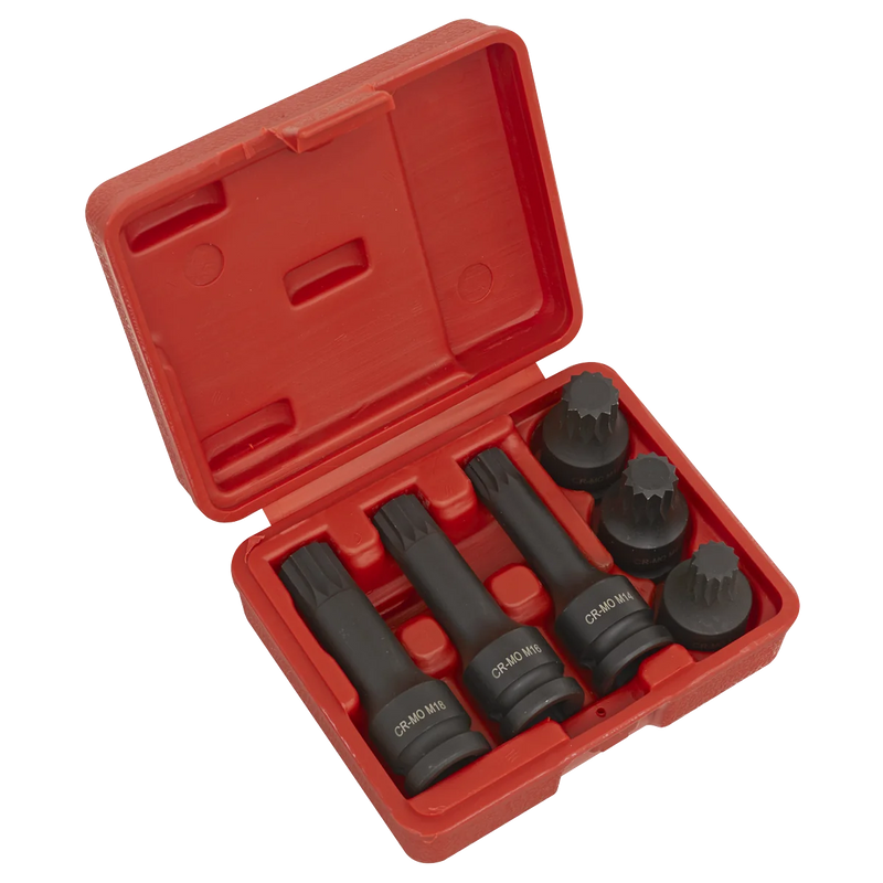 Sealey Impact Spline Socket Bit Set 1/2" Drive 6 Piece
