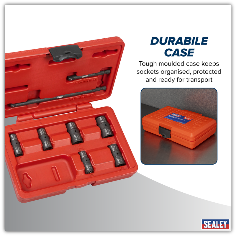 Sealey Flip Socket Set 1/4" Drive 12-Point 8 Piece