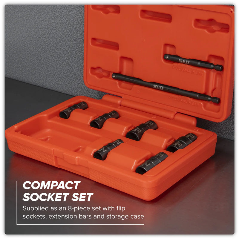 Sealey Flip Socket Set 1/4" Drive 12-Point 8 Piece