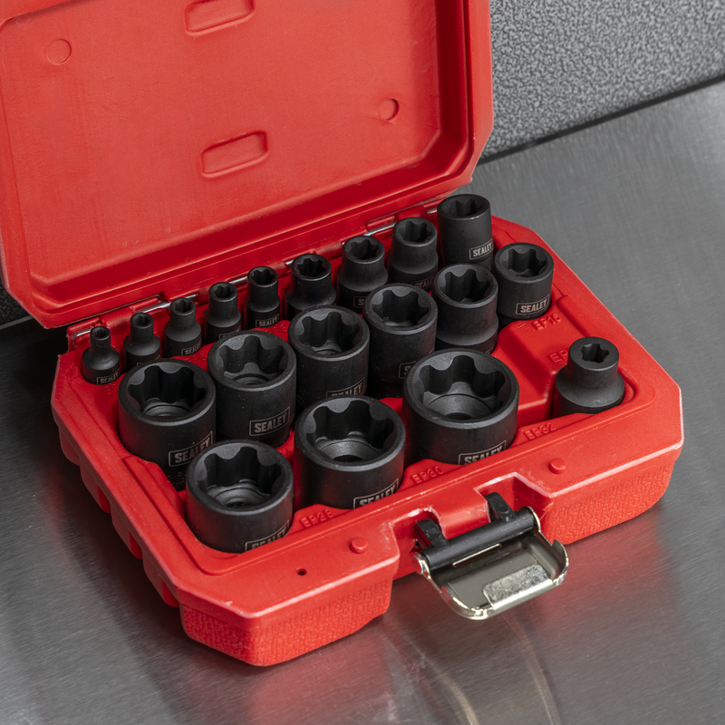 Sealey External TRX-P Socket Set 19 Piece - 1/4", 3/8", 1/2" Drive