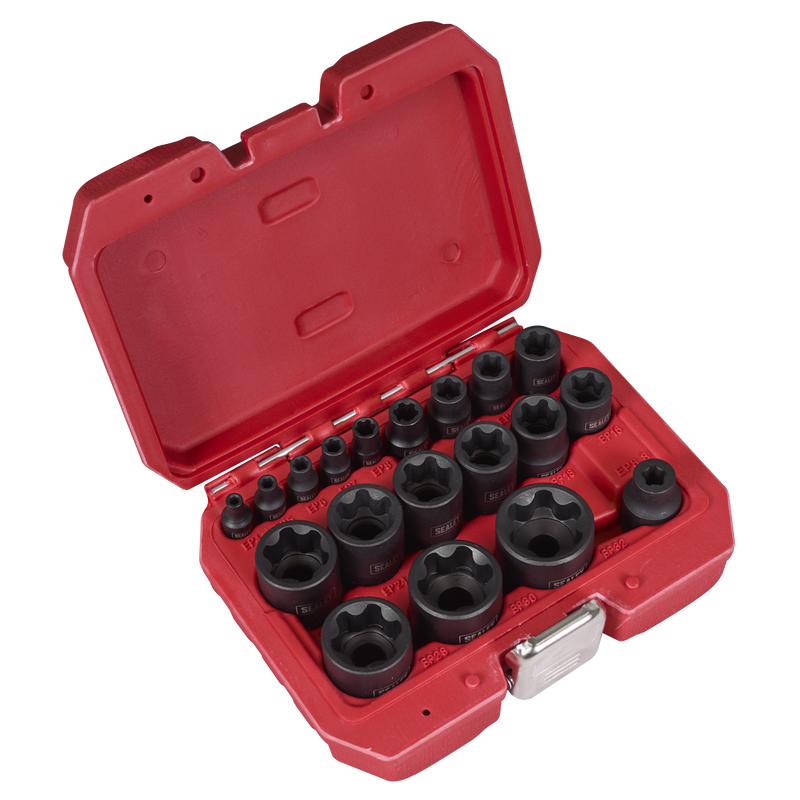 Sealey External TRX-P Socket Set 19 Piece - 1/4", 3/8", 1/2" Drive