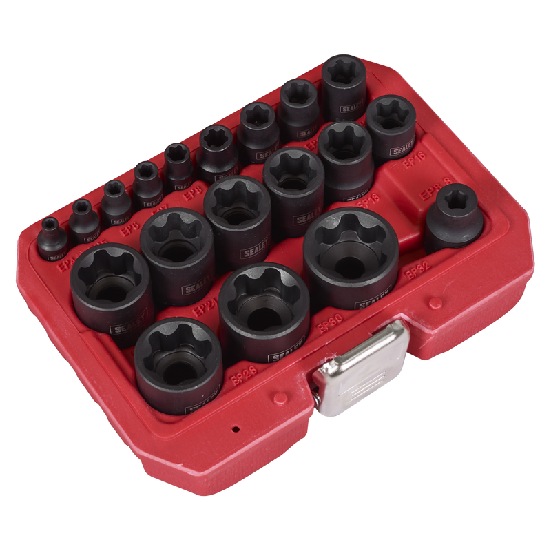 Sealey External TRX-P Socket Set 19 Piece - 1/4", 3/8", 1/2" Drive