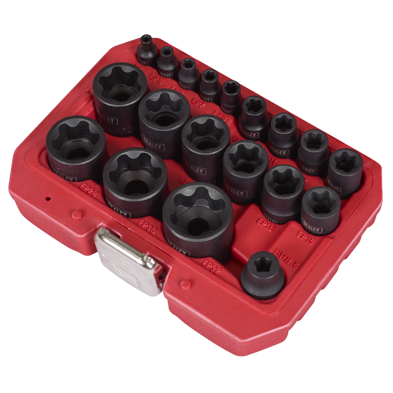 Sealey External TRX-P Socket Set 19 Piece - 1/4", 3/8", 1/2" Drive